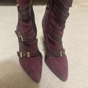 Guess Burgundy Heeled Boots with Straps